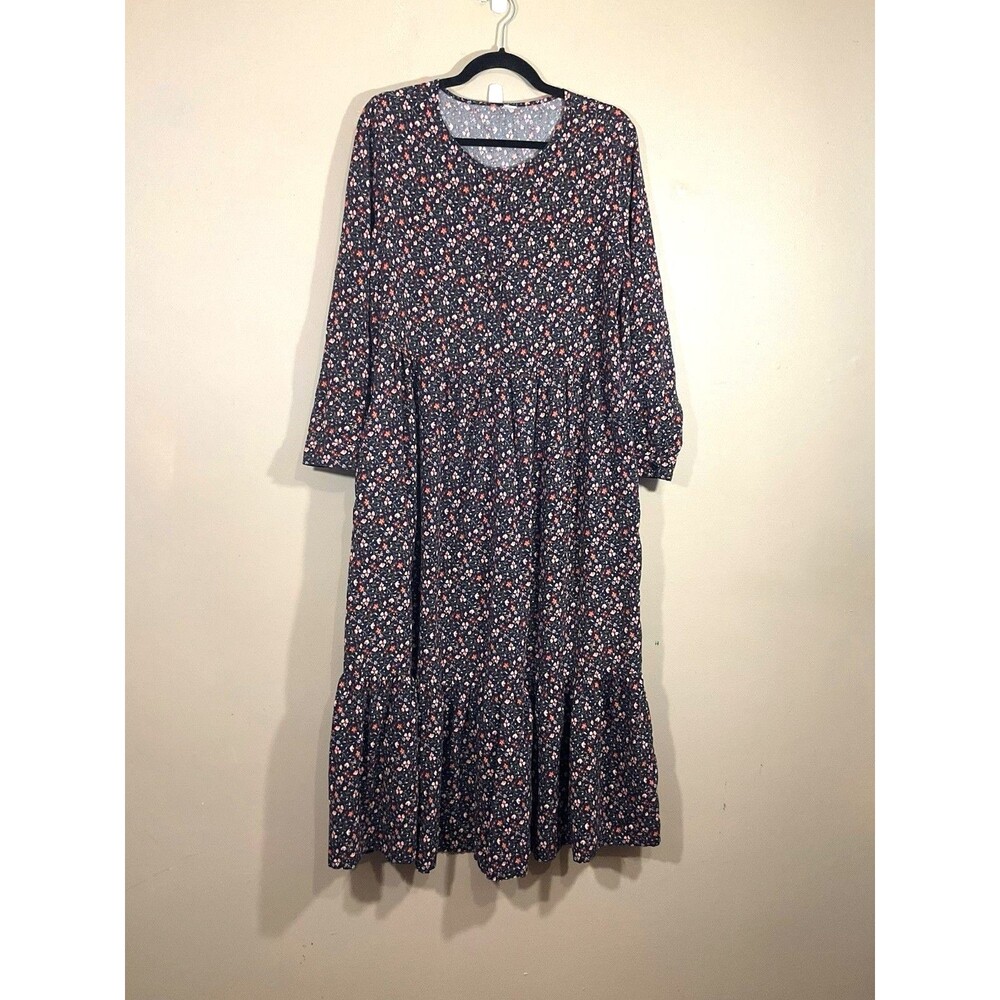 Old Navy Womens Floral Maxi Dress L Blue Prairie Country Boho Cottage Modest